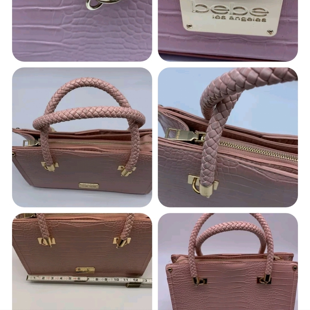 Pretty soft pink  bebe Los Angeles pink satchel Faux included Crossbody Strap,